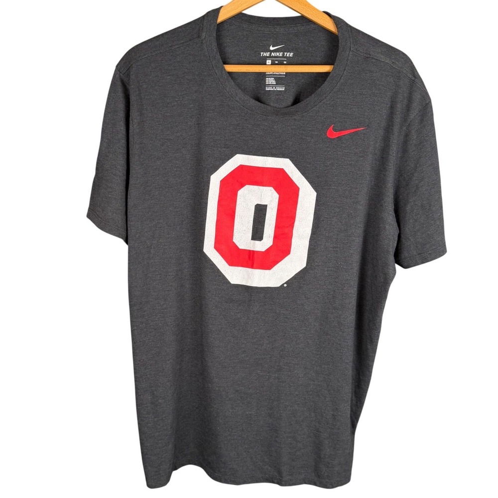 Nike Ohio State Buckeyes Block O Tri-Blend T-Shirt Mens XL Charcoal Gray
